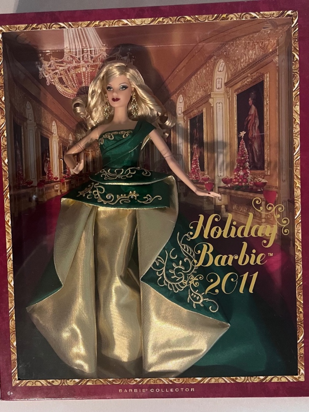 NIB 2011 Holiday Barbie Collector Doll Green Gown T7914